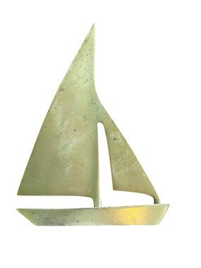 Vintage 70s 80s Leonard Solid Brass Sailboat Nautical Sailing Boating Decor